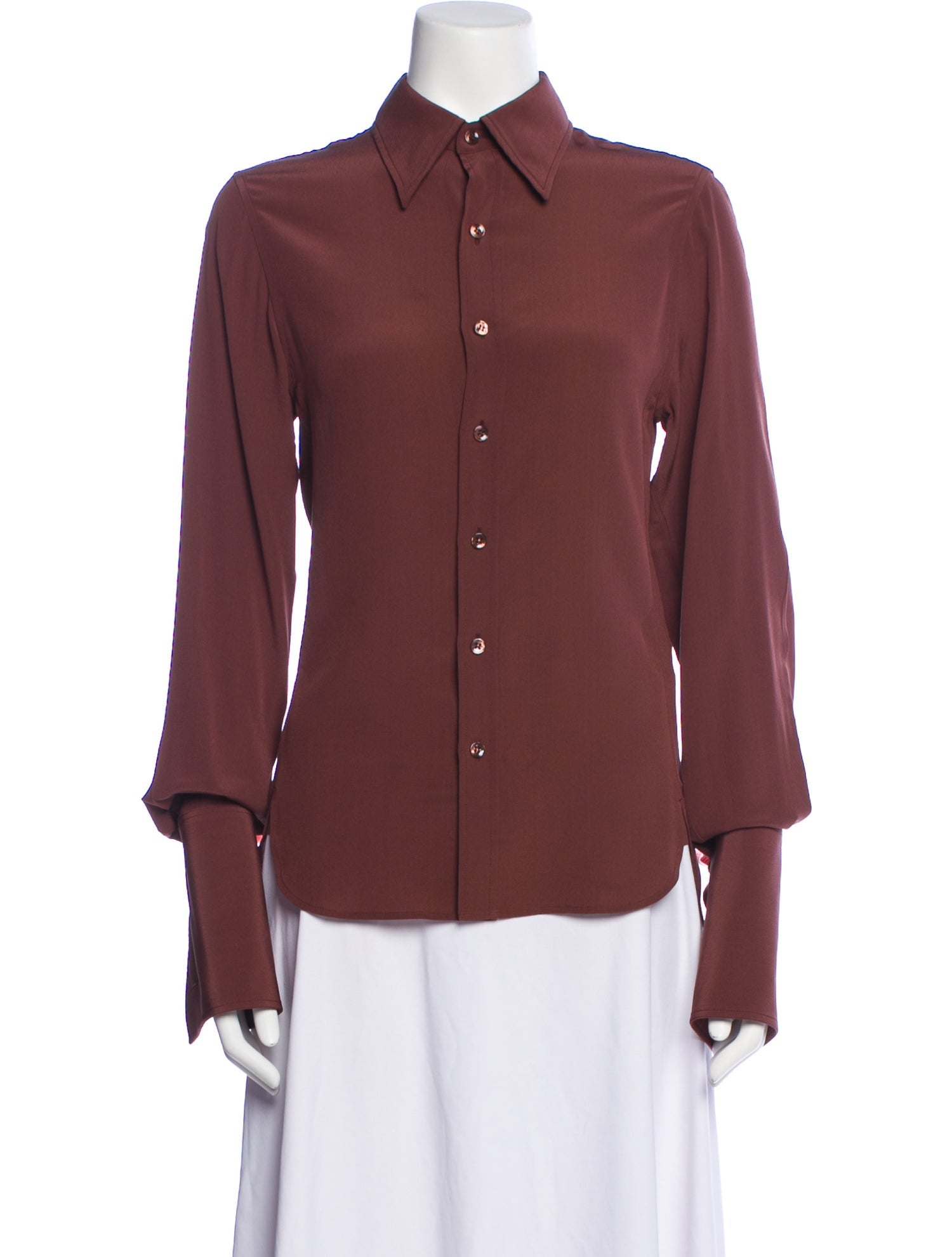 Saint Laurent Wool Long Sleeve Button-Up Top