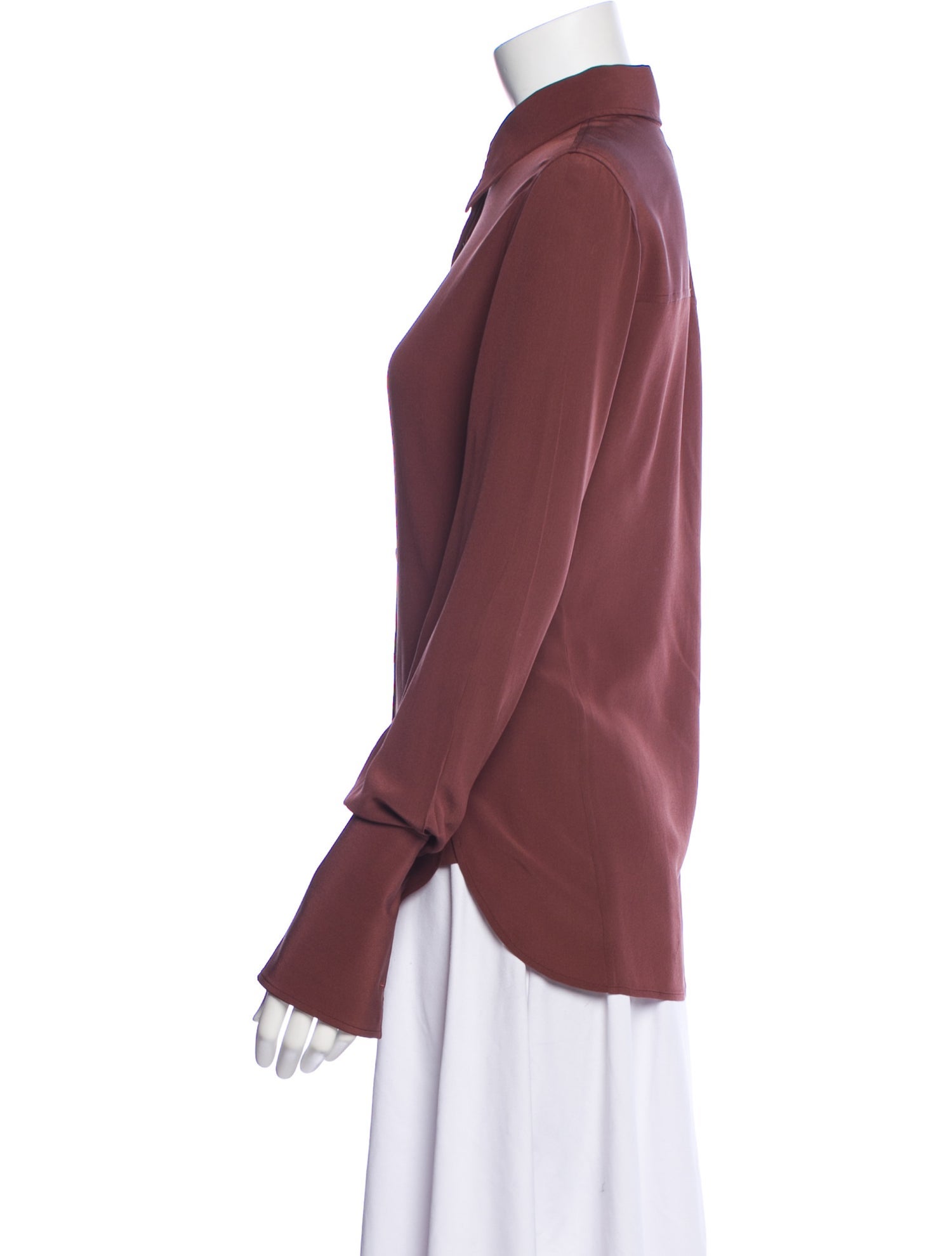 Saint Laurent Wool Long Sleeve Button-Up Top