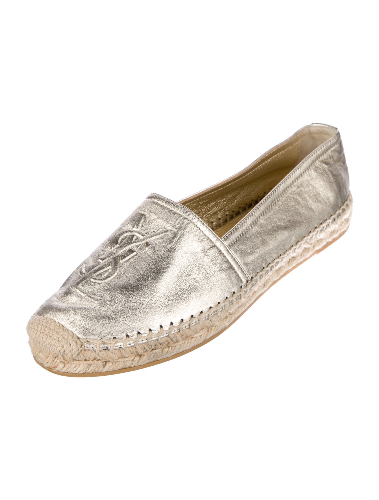 Saint Laurent Signature Logo Leather Espadrilles