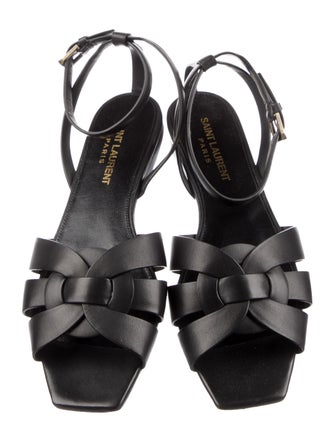 Saint Laurent Leather Cutout Accent Slingback Sandals
