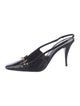 Saint Laurent Horsebit Accent Embossed Leather Slingback Pumps