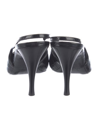 Saint Laurent Horsebit Accent Embossed Leather Slingback Pumps