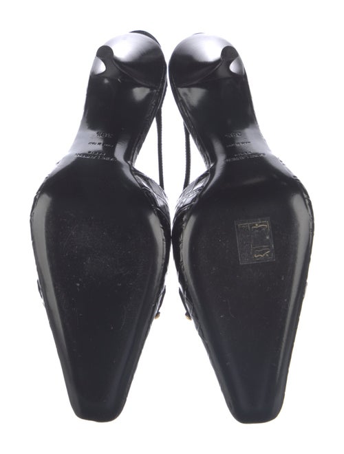 Saint Laurent Horsebit Accent Embossed Leather Slingback Pumps