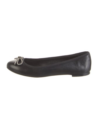 Saint Laurent Leather Bow Accents Ballet Flats