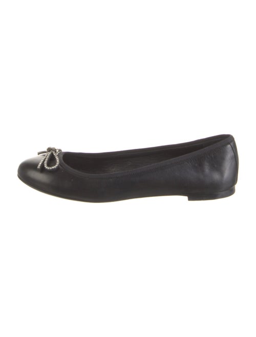 Saint Laurent Leather Bow Accents Ballet Flats