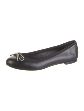 Saint Laurent Leather Bow Accents Ballet Flats