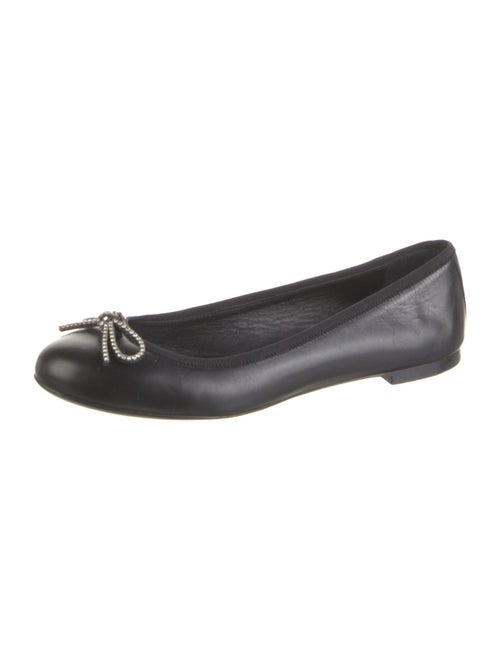 Saint Laurent Leather Bow Accents Ballet Flats