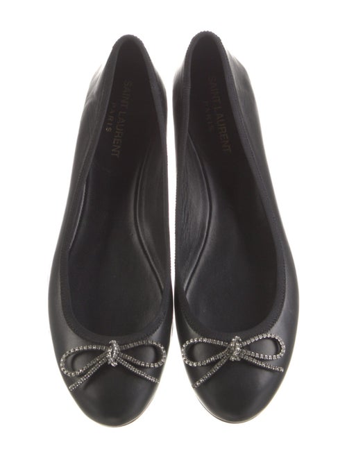 Saint Laurent Leather Bow Accents Ballet Flats