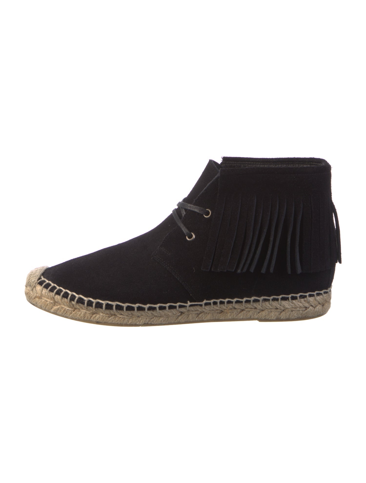 Saint Laurent Suede Fringe Trim Accent Espadrilles
