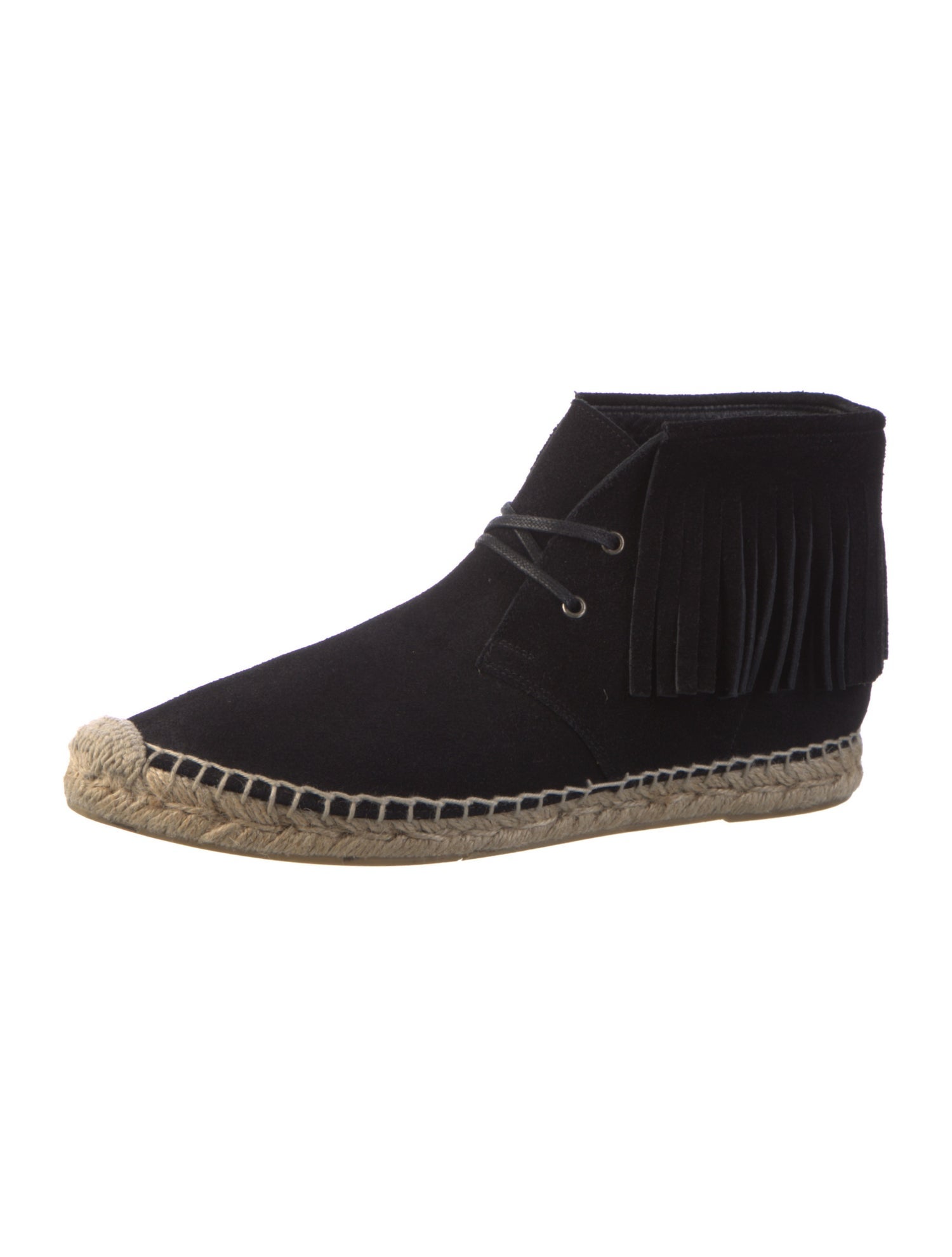 Saint Laurent Suede Fringe Trim Accent Espadrilles
