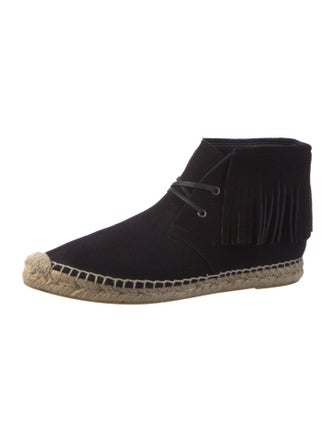 Saint Laurent Suede Fringe Trim Accent Espadrilles