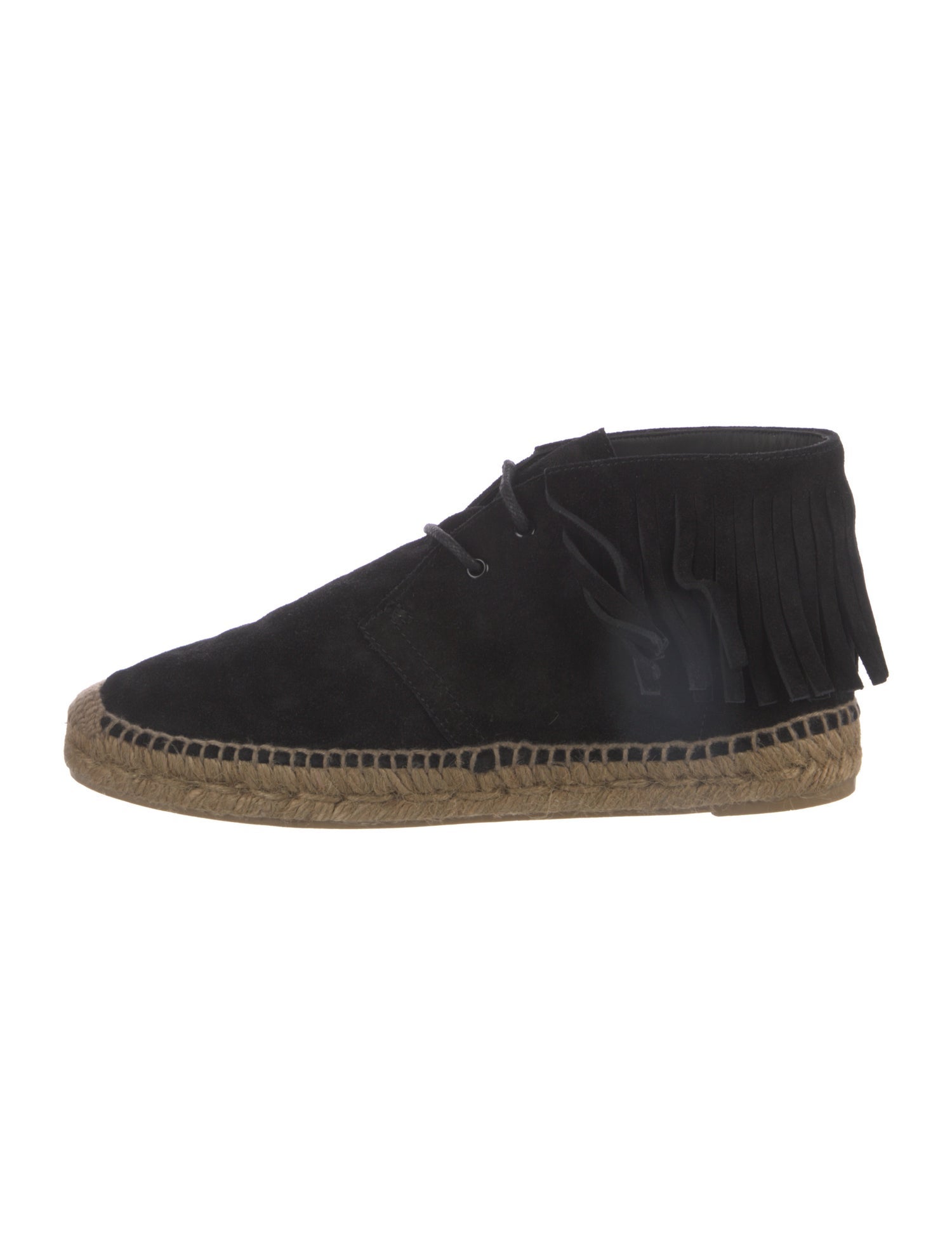 Saint Laurent Suede Fringe Trim Accent Espadrilles