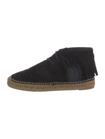 Saint Laurent Suede Fringe Trim Accent Espadrilles