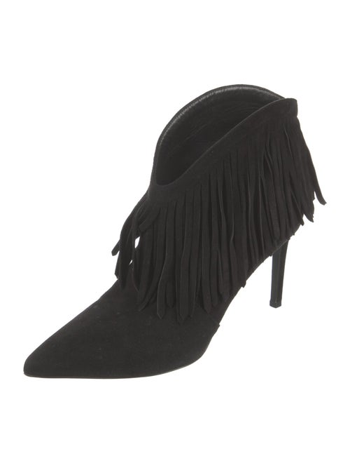 Saint Laurent Suede Fringe Trim Accent Mules