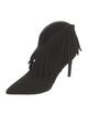 Saint Laurent Suede Fringe Trim Accent Mules