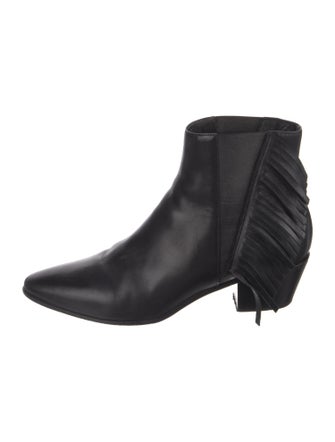 Saint Laurent Leather Fringe Trim Accent Chelsea Boots