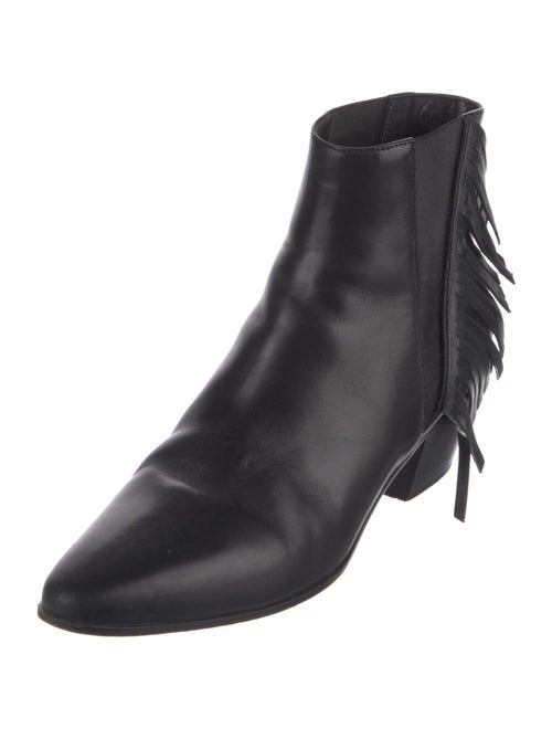 Saint Laurent Leather Fringe Trim Accent Chelsea Boots
