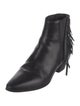 Saint Laurent Leather Fringe Trim Accent Chelsea Boots