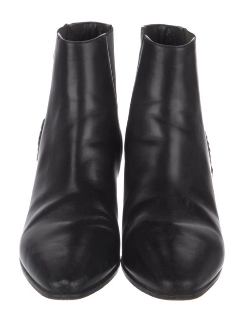 Saint Laurent Leather Fringe Trim Accent Chelsea Boots