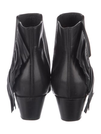 Saint Laurent Leather Fringe Trim Accent Chelsea Boots