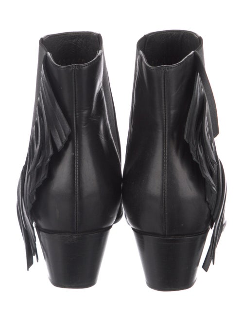 Saint Laurent Leather Fringe Trim Accent Chelsea Boots
