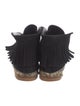Saint Laurent Suede Fringe Trim Accent Lace-Up Boots
