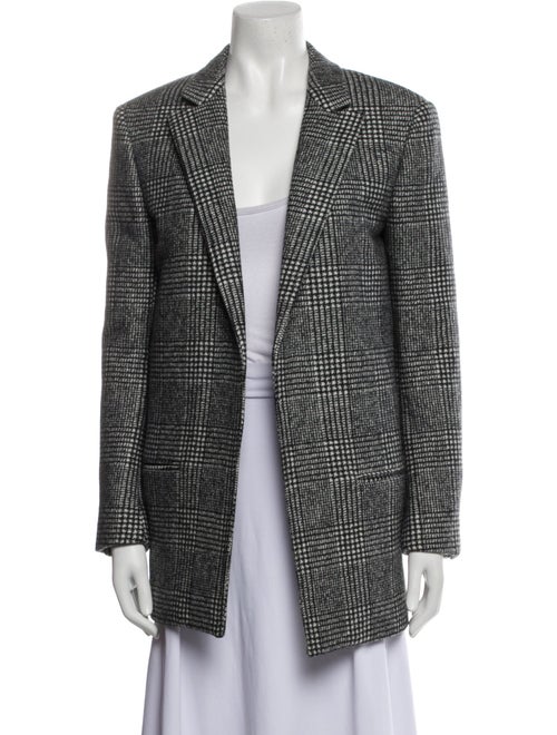 Saint Laurent Wool Plaid Print Coat