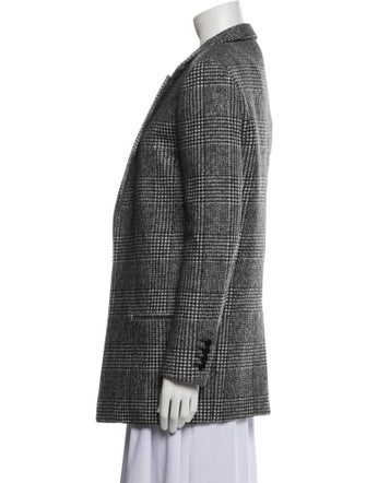 Saint Laurent Wool Plaid Print Coat