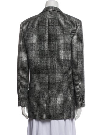 Saint Laurent Wool Plaid Print Coat