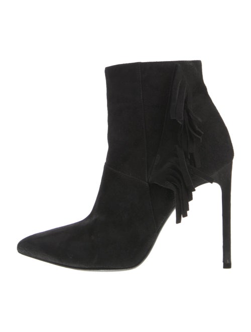 Saint Laurent Suede Fringe Trim Accent Sock Boots