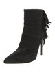 Saint Laurent Suede Fringe Trim Accent Sock Boots