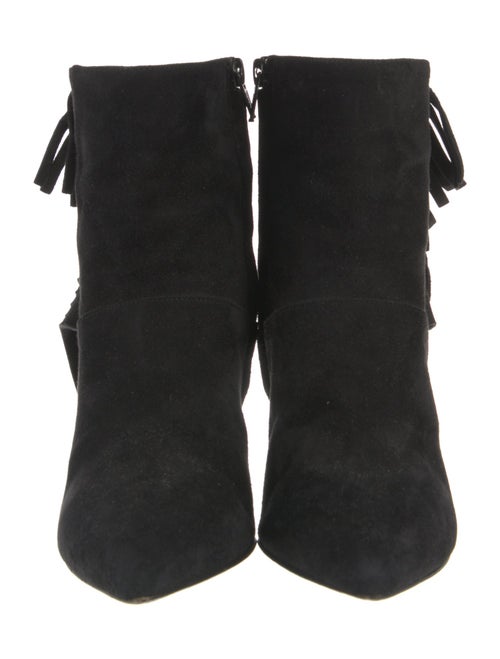 Saint Laurent Suede Fringe Trim Accent Sock Boots