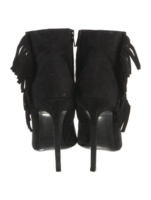 Saint Laurent Suede Fringe Trim Accent Sock Boots