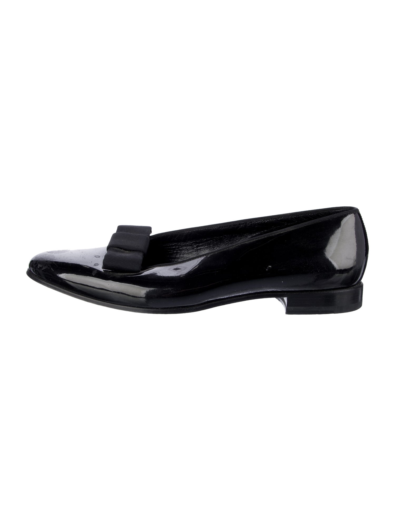 Saint Laurent Patent Leather Bow Accents Dress Loafers