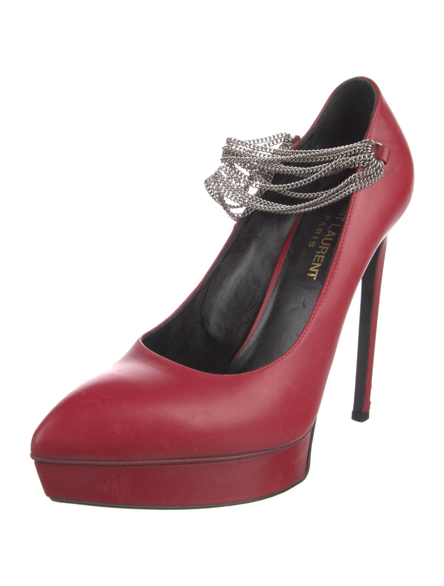 Saint Laurent Leather Chain-Link Accents Pumps