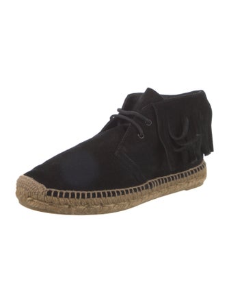 Saint Laurent Suede Fringe Trim Accent Espadrilles