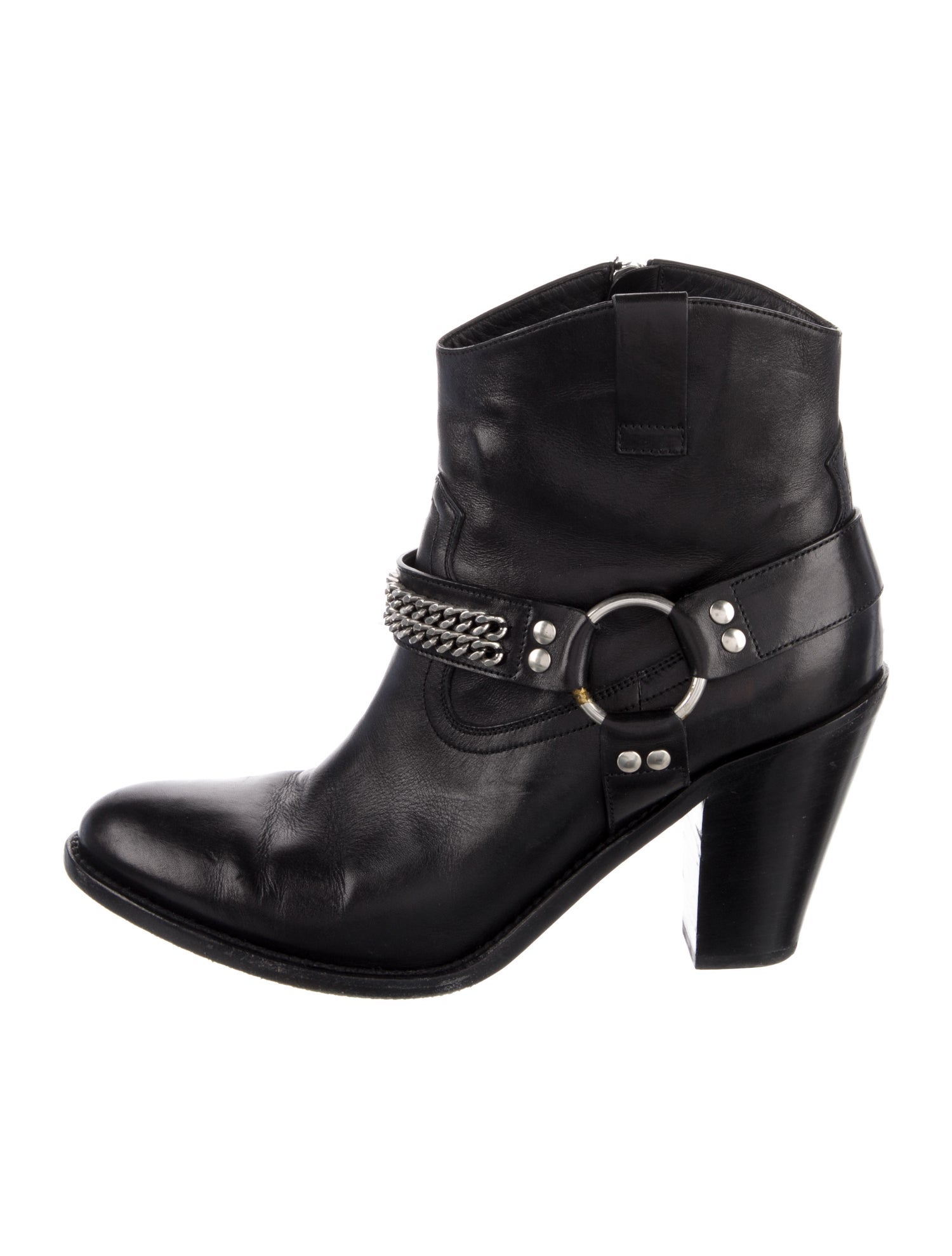 Saint Laurent Leather Chain-Link Accents Western Boots