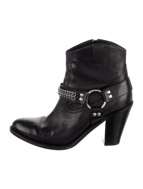 Saint Laurent Leather Chain-Link Accents Western Boots