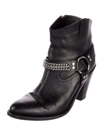 Saint Laurent Leather Chain-Link Accents Western Boots