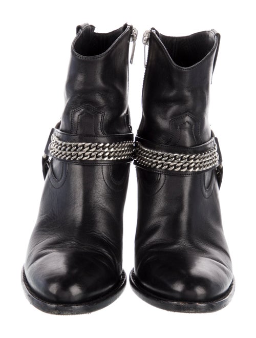 Saint Laurent Leather Chain-Link Accents Western Boots