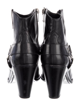 Saint Laurent Leather Chain-Link Accents Western Boots