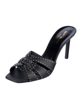 Saint Laurent Leather Studded Accents Slides