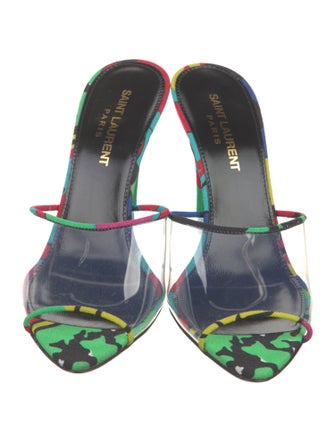 Saint Laurent Satin Printed Slides