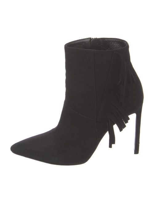 Saint Laurent Suede Fringe Trim Accent Boots