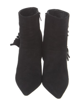 Saint Laurent Suede Fringe Trim Accent Boots