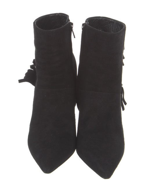 Saint Laurent Suede Fringe Trim Accent Boots