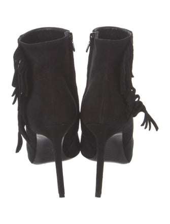 Saint Laurent Suede Fringe Trim Accent Boots