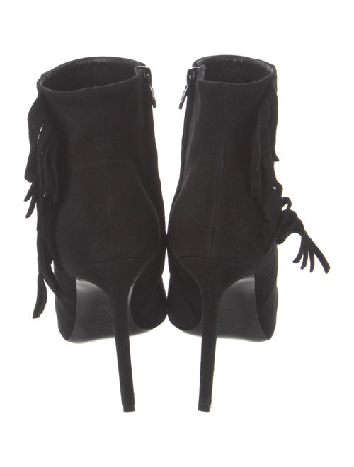 Saint Laurent Suede Fringe Trim Accent Boots