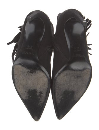 Saint Laurent Suede Fringe Trim Accent Boots