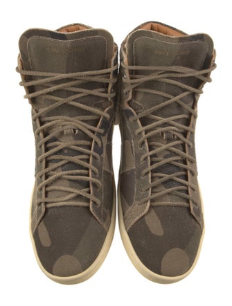 Saint Laurent Suede Printed Wedge Sneakers